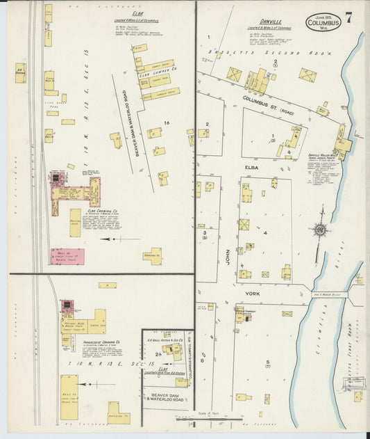 Sanborn Fire Insurance Map from Columbus, Columbia and Dodge County, Wisconsin (1915), Sheet #0007 - Historic Sanborn Fire Insurance Map Print, vintage old map wall art, antique decor, genealogy gift, Wisconsin Wisconsin map