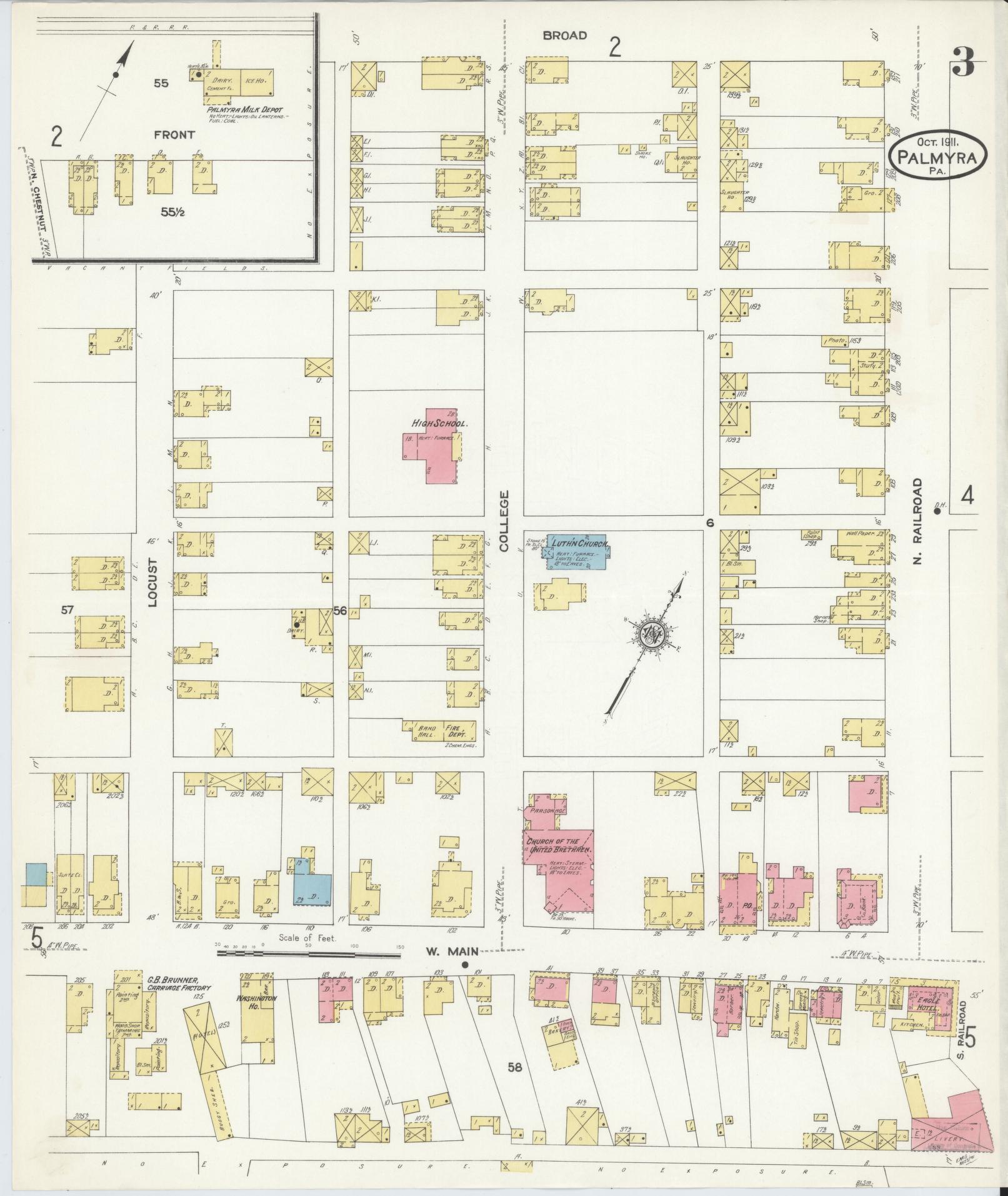 Sanborn Fire Insurance Map from Palmyra, Lebanon County, Pennsylvania (1911), Sheet #0003 - Complete Map Set gallery image, historic Sanborn map, vintage wall art, Pennsylvania Pennsylvania