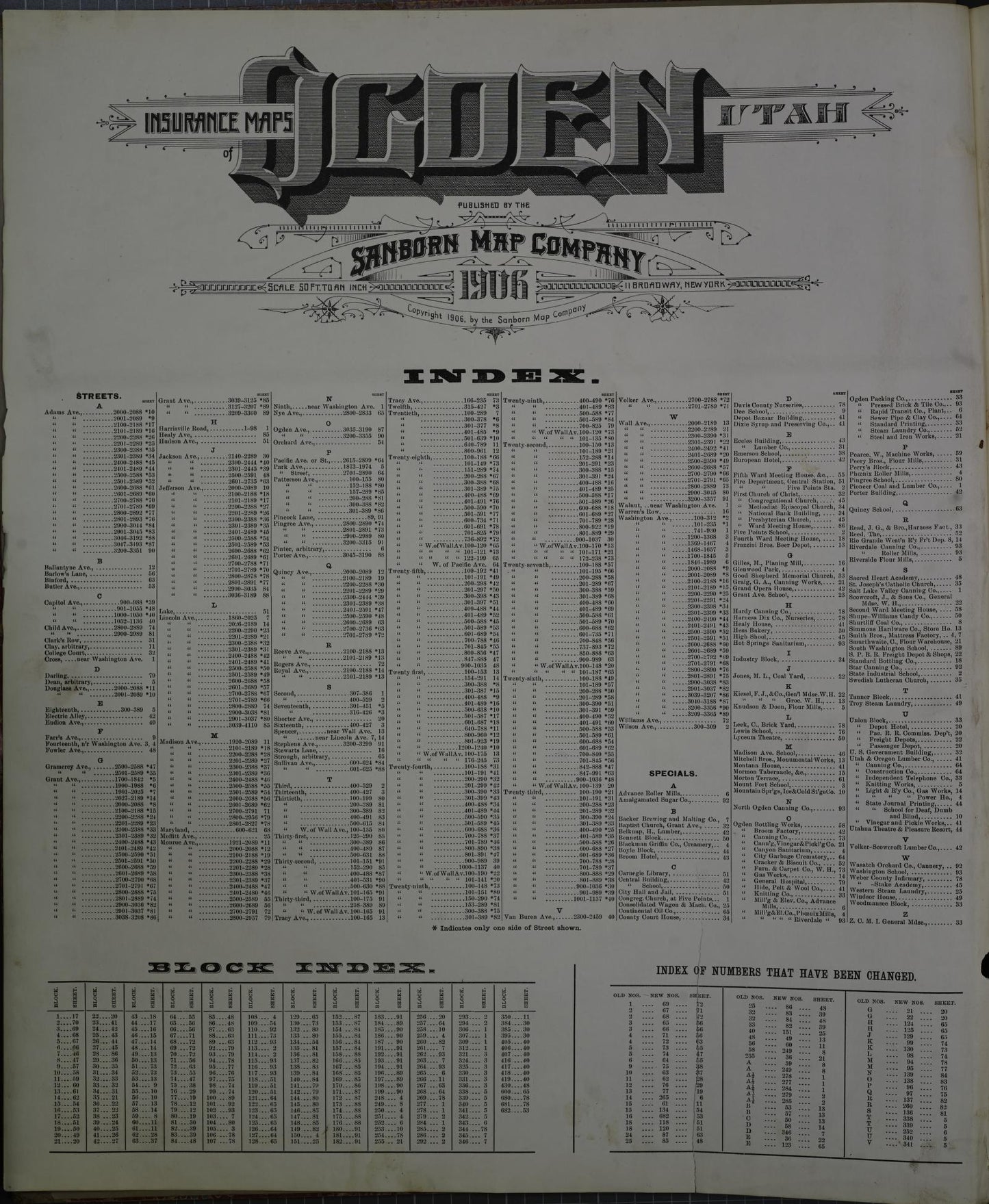 Sanborn Fire Insurance Map from Ogden, Weber County, Utah (1906), Sheet #0001 - Historic Sanborn Fire Insurance Map Print, vintage old map wall art, antique decor, genealogy gift, Utah Utah map