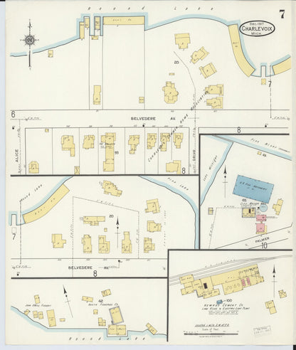 Sanborn Fire Insurance Map from Charlevoix, Charlevoix County, Michigan (1917), Sheet #0007 - Historic Sanborn Fire Insurance Map Print, vintage old map wall art, antique decor, genealogy gift, Michigan Michigan map