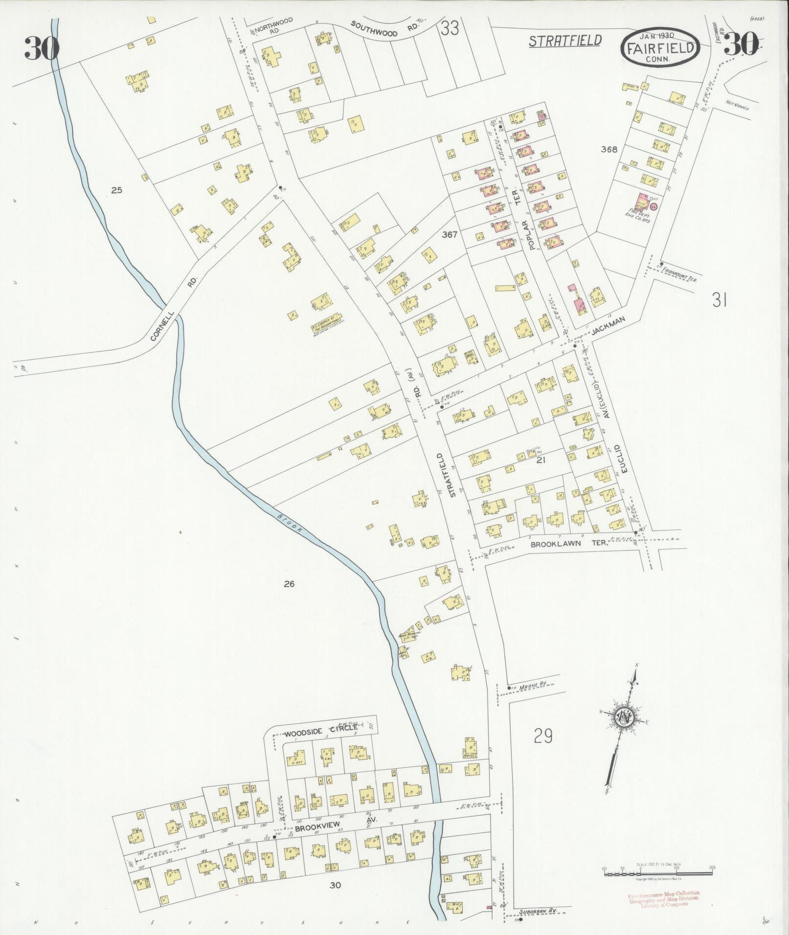 Sanborn Fire Insurance Map from Fairfield, Fairfield County, Connecticut (1930), Sheet #0030 - Complete Map Set gallery image, historic Sanborn map, vintage wall art, Connecticut Connecticut