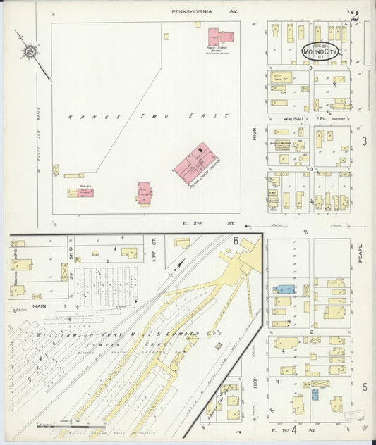 Sanborn Fire Insurance Map from Mound City, Pulaski County, Illinois (1914), Sheet #0002 - Historic Sanborn Fire Insurance Map Print, vintage old map wall art, antique decor, genealogy gift, Illinois Illinois map