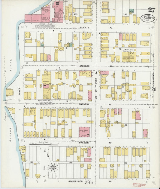 Sanborn Fire Insurance Map from Cohoes, Albany County, New York (1902), Sheet #0027 - Historic Sanborn Fire Insurance Map Print, vintage old map wall art, antique decor, genealogy gift, New York New York map