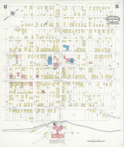 Sanborn Fire Insurance Map from Mauch Chunk, Carbon County, Pennsylvania (1930), Sheet #0008 - Historic Sanborn Fire Insurance Map Print, vintage old map wall art, antique decor, genealogy gift, Pennsylvania Pennsylvania map