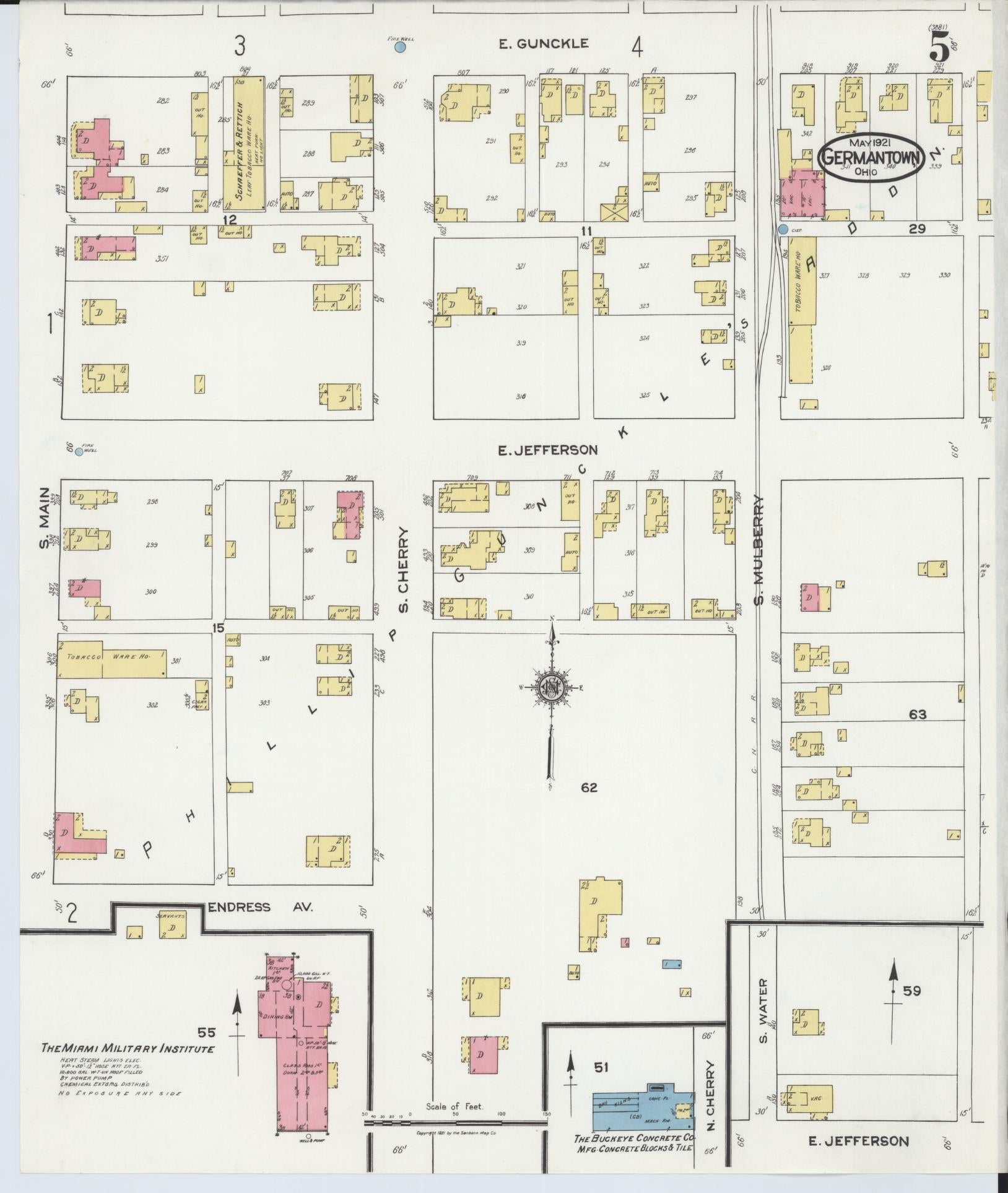 Sanborn Fire Insurance Map from Germantown, Montgomery County, Ohio (1921), Sheet #0005 - Historic Sanborn Fire Insurance Map Print, vintage old map wall art, antique decor, genealogy gift, Ohio Ohio map