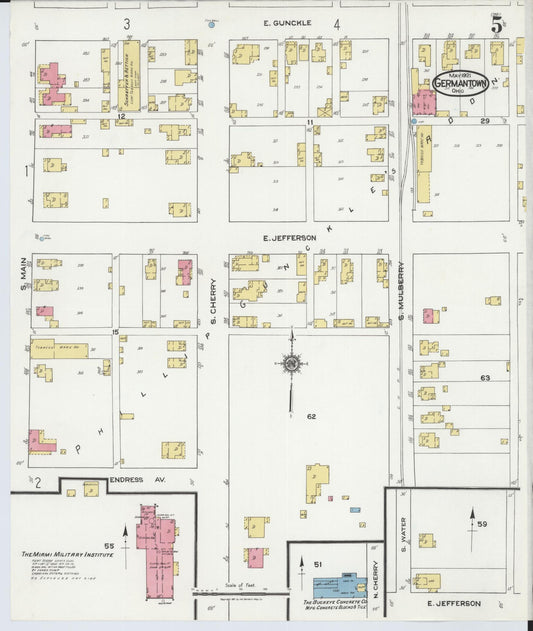 Sanborn Fire Insurance Map from Germantown, Montgomery County, Ohio (1921), Sheet #0005 - Historic Sanborn Fire Insurance Map Print, vintage old map wall art, antique decor, genealogy gift, Ohio Ohio map
