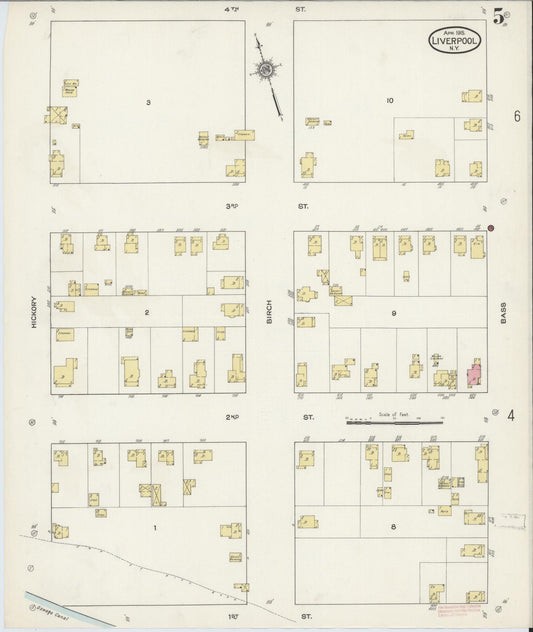 Sanborn Fire Insurance Map from Liverpool, Onondaga County, New York (1915), Sheet #0005 - Historic Sanborn Fire Insurance Map Print, vintage old map wall art, antique decor, genealogy gift, New York New York map