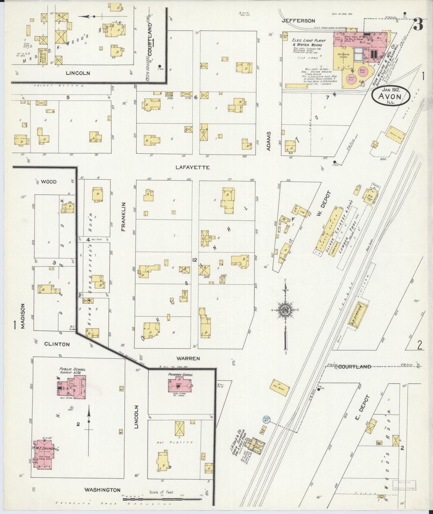 Sanborn Fire Insurance Map from Avon, Fulton County, Illinois (1912), Sheet #0003 - Historic Sanborn Fire Insurance Map Print, vintage old map wall art, antique decor, genealogy gift, Illinois Illinois map