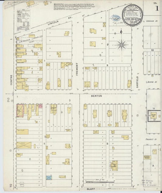 Sanborn Fire Insurance Map from Lake Benton, Lincoln County, Minnesota (1894), Sheet #0001 - Historic Sanborn Fire Insurance Map Print, vintage old map wall art, antique decor, genealogy gift, Minnesota Minnesota map