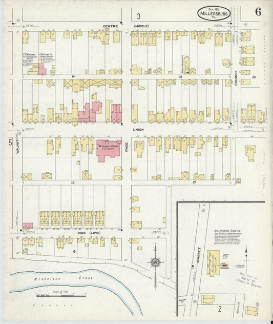 Sanborn Fire Insurance Map from Millersburg, Dauphin County, Pennsylvania (1911), Sheet #0006 - Historic Sanborn Fire Insurance Map Print, vintage old map wall art, antique decor, genealogy gift, Pennsylvania Pennsylvania map