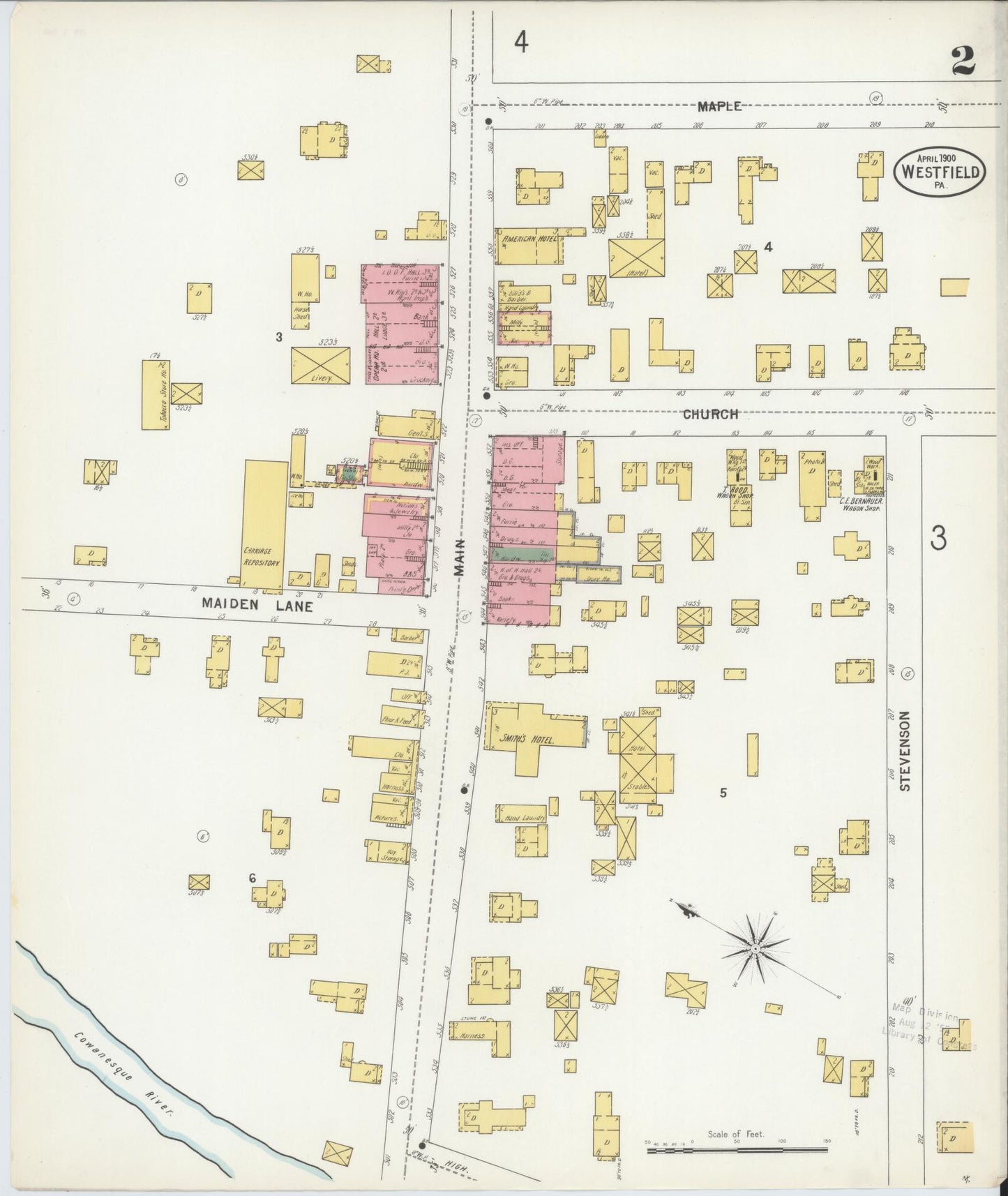 Sanborn Fire Insurance Map from Westfield, Tioga County, Pennsylvania (1900), Sheet #0002 - Complete Map Set gallery image, historic Sanborn map, vintage wall art, Pennsylvania Pennsylvania