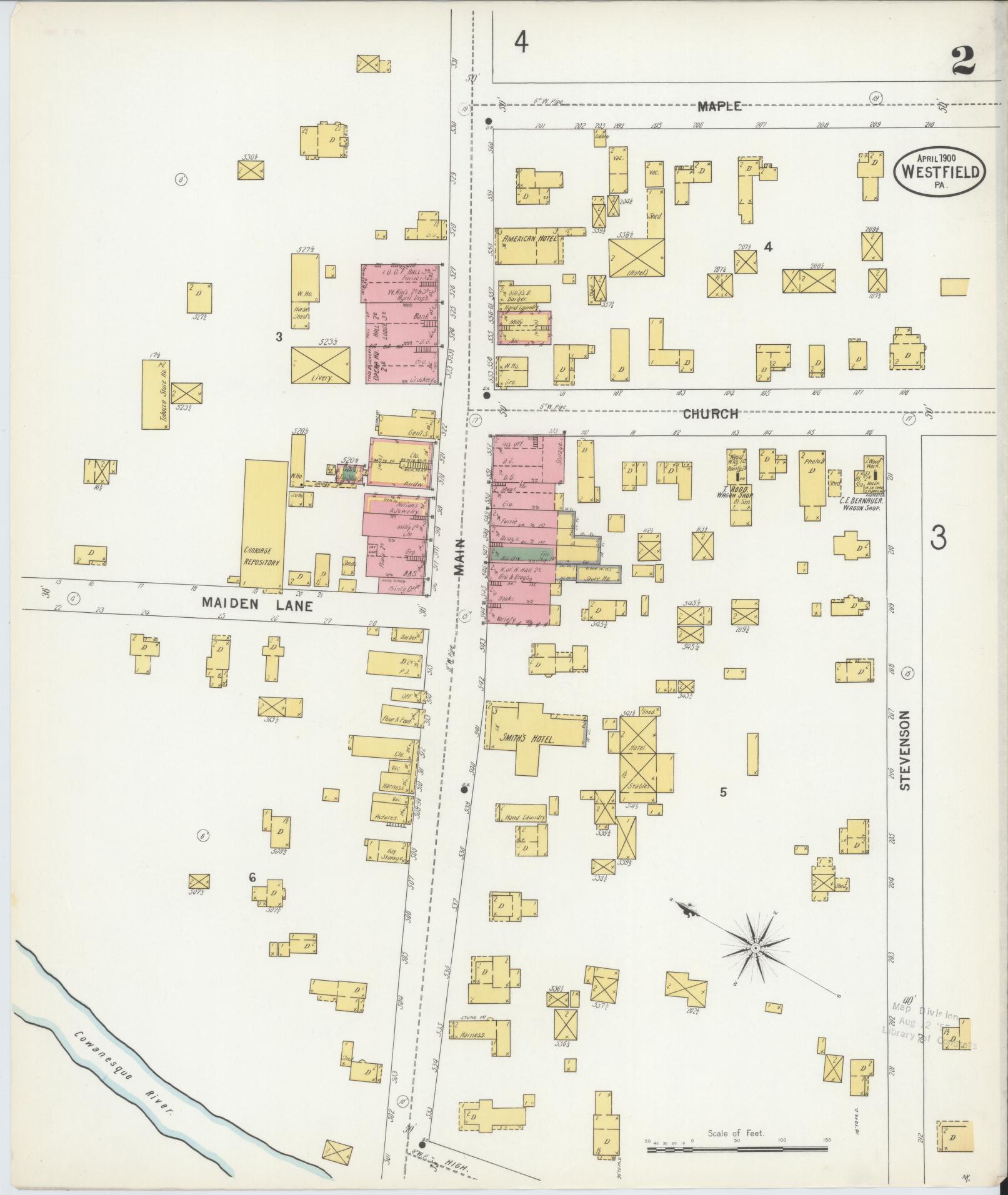 Sanborn Fire Insurance Map from Westfield, Tioga County, Pennsylvania (1900), Sheet #0002 - Complete Map Set gallery image, historic Sanborn map, vintage wall art, Pennsylvania Pennsylvania
