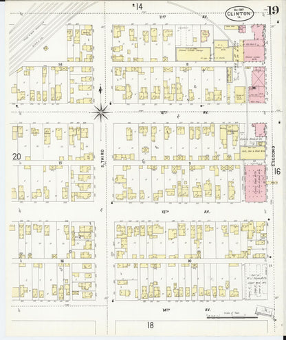Sanborn Fire Insurance Map from Clinton, Clinton County, Iowa (1897), Sheet #0019 - Historic Sanborn Fire Insurance Map Print, vintage old map wall art