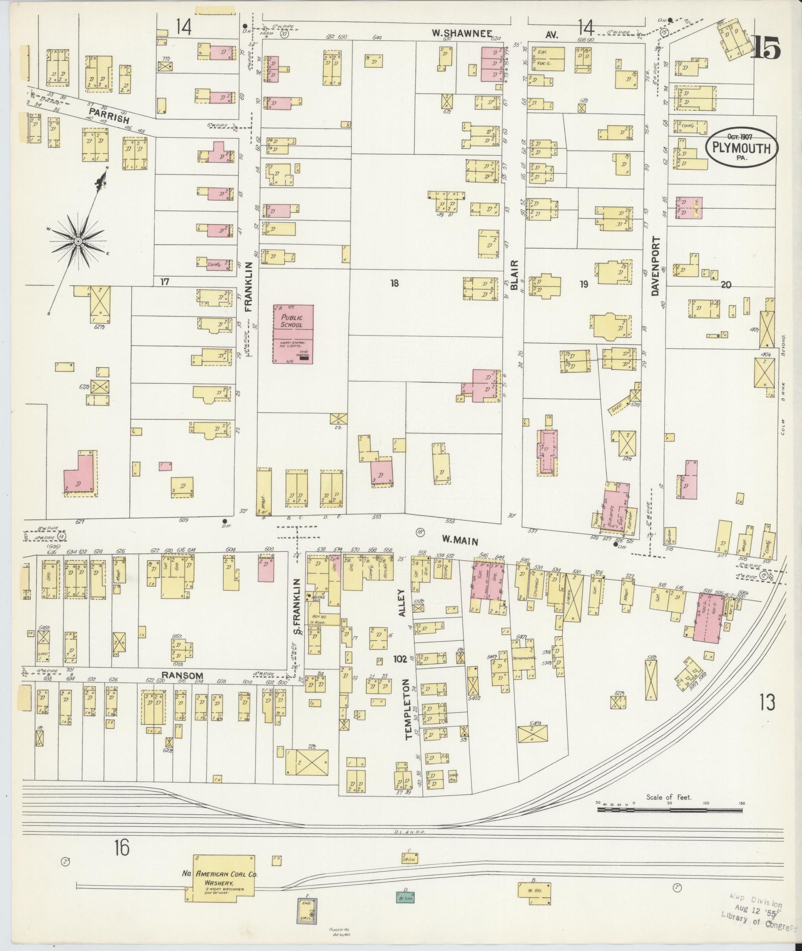 Sanborn Fire Insurance Map from Plymouth, Luzerne County, Pennsylvania (1907), Sheet #0015 - Complete Map Set gallery image, historic Sanborn map, vintage wall art, Pennsylvania Pennsylvania