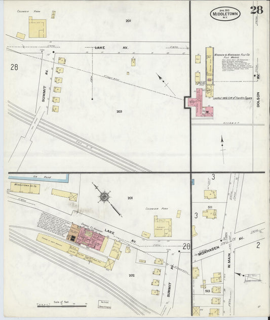 Sanborn Fire Insurance Map from Middletown, Orange County, New York (1910), Sheet #0028 - Historic Sanborn Fire Insurance Map Print, vintage old map wall art, antique decor, genealogy gift, New York New York map