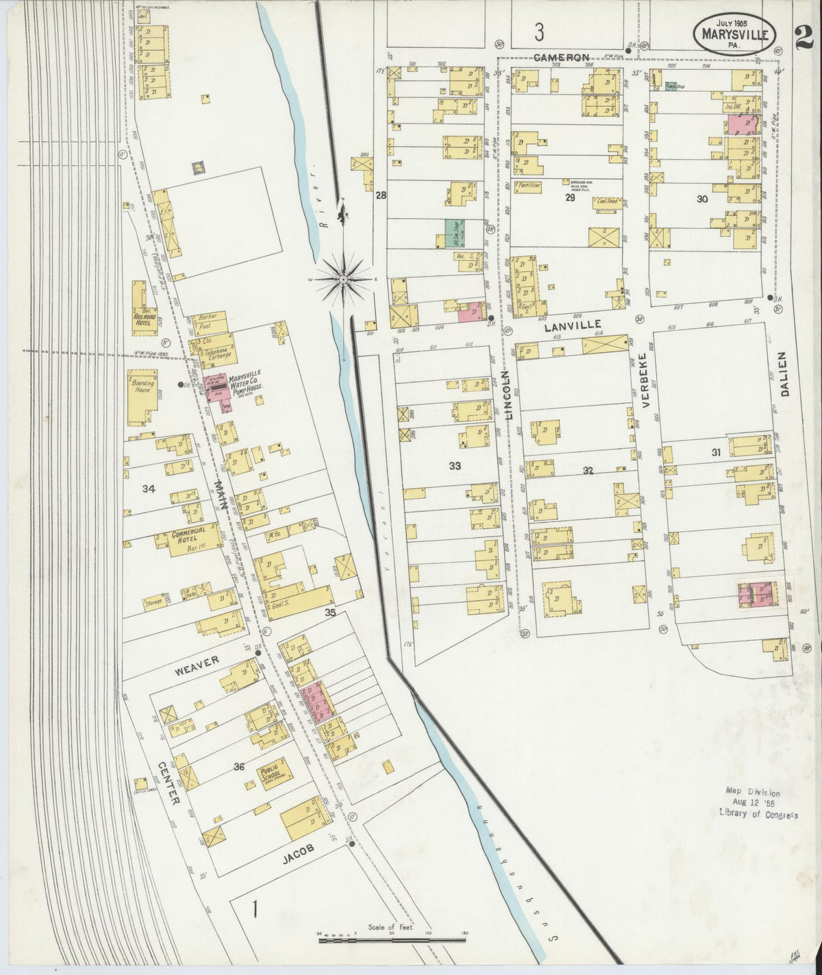 Sanborn Fire Insurance Map from Marysville, Perry County, Pennsylvania (1905), Sheet #0002 - Complete Map Set gallery image, historic Sanborn map, vintage wall art, Pennsylvania Pennsylvania