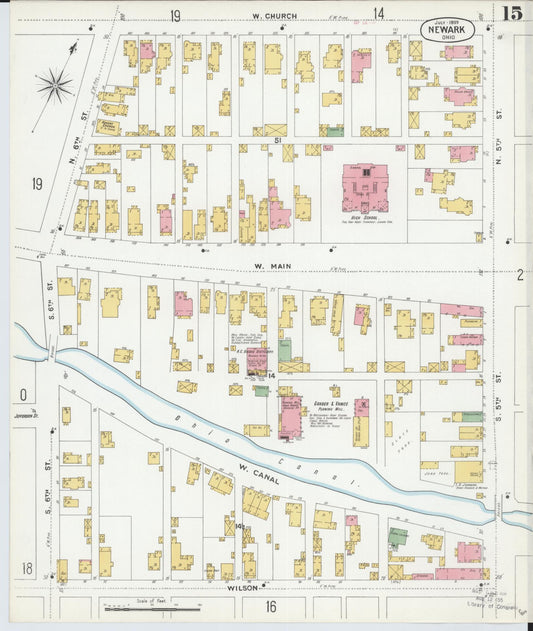 Sanborn Fire Insurance Map from Newark, Licking County, Ohio (1899), Sheet #0015 - Historic Sanborn Fire Insurance Map Print, vintage old map wall art, antique decor, genealogy gift, Ohio Ohio map