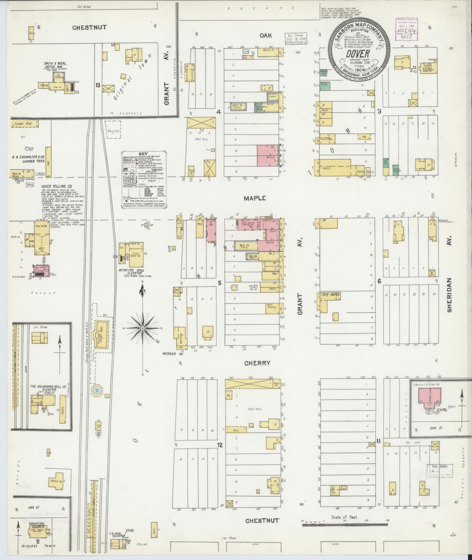 Sanborn Fire Insurance Map from Dover, Kingfisher County, Oklahoma (1904), Sheet #0001 - Historic Sanborn Fire Insurance Map Print, vintage old map wall art, antique decor, genealogy gift, Oklahoma Oklahoma map