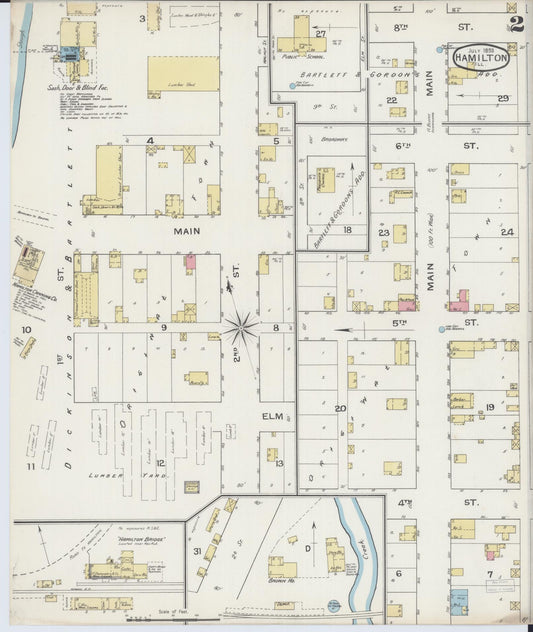 Sanborn Fire Insurance Map from Hamilton, Hancock County, Illinois (1893), Sheet #0002 - Historic Sanborn Fire Insurance Map Print, vintage old map wall art, antique decor, genealogy gift, Illinois Illinois map