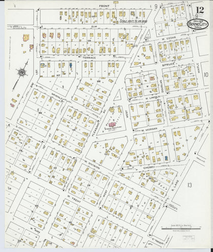Sanborn Fire Insurance Map from Boyne City, Charlevoix County, Michigan (1919), Sheet #0012 - Complete Map Set gallery image, historic Sanborn map, vintage wall art, Michigan Michigan