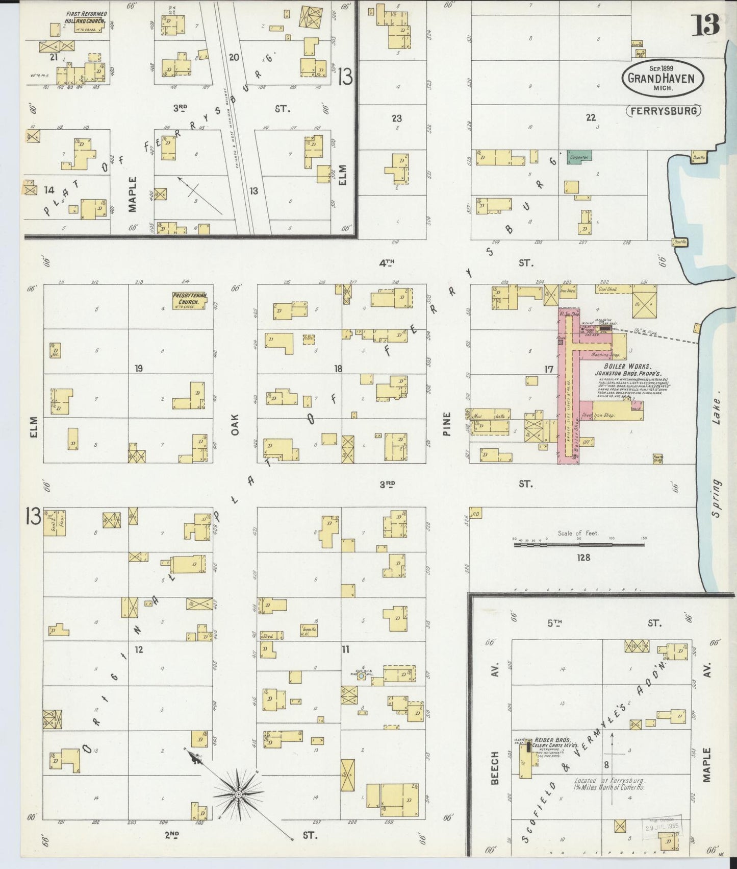 Sanborn Fire Insurance Map from Grand Haven, Ottawa County, Michigan (1899), Sheet #0013 - Complete Map Set gallery image, historic Sanborn map, vintage wall art, Michigan Michigan