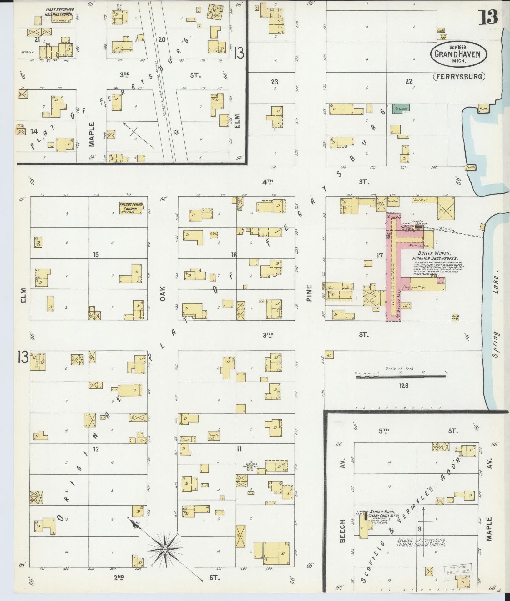 Sanborn Fire Insurance Map from Grand Haven, Ottawa County, Michigan (1899), Sheet #0013 - Complete Map Set gallery image, historic Sanborn map, vintage wall art, Michigan Michigan