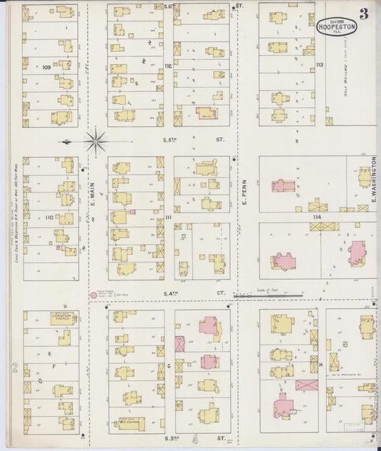 Sanborn Fire Insurance Map from Hoopeston, Vermilion County, Illinois (1895), Sheet #0003 - Historic Sanborn Fire Insurance Map Print, vintage old map wall art, antique decor, genealogy gift, Illinois Illinois map