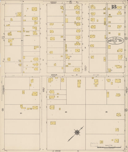 Sanborn Fire Insurance Map from Sawtelle, Los Angeles County, California (1921), Sheet #0018 - Complete Map Set gallery image, historic Sanborn map, vintage wall art, California California