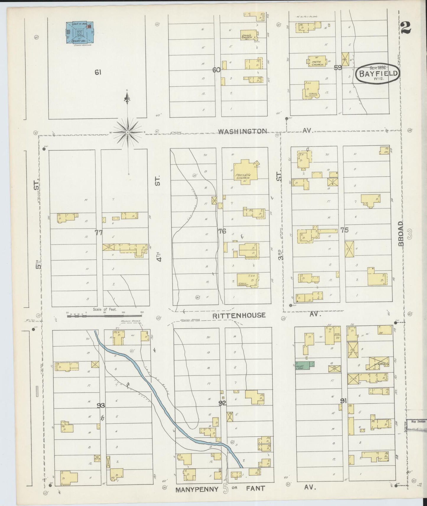 Sanborn Fire Insurance Map from Bayfield, Bayfield County, Wisconsin (1892), Sheet #0002 - Complete Map Set gallery image, historic Sanborn map, vintage wall art, Wisconsin Wisconsin
