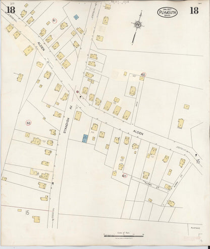 Sanborn Fire Insurance Map from Plymouth, Plymouth County, Massachusetts (1948), Sheet #0018 - Historic Sanborn Fire Insurance Map Print, vintage old map wall art, antique decor, genealogy gift, Massachusetts Massachusetts map