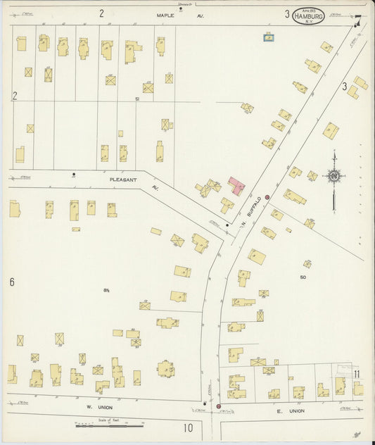 Sanborn Fire Insurance Map from Hamburg, Erie County, New York (1913), Sheet #0007 - Historic Sanborn Fire Insurance Map Print, vintage old map wall art, antique decor, genealogy gift, New York New York map