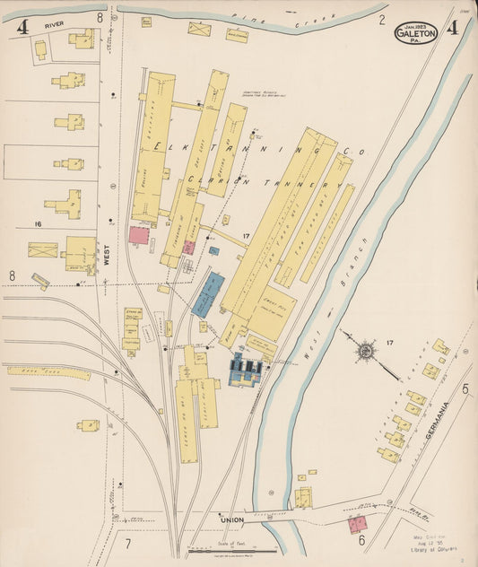 Sanborn Fire Insurance Map from Galeton, Potter County, Pennsylvania (1923), Sheet #0004 - Historic Sanborn Fire Insurance Map Print, vintage old map wall art, antique decor, genealogy gift, Pennsylvania Pennsylvania map
