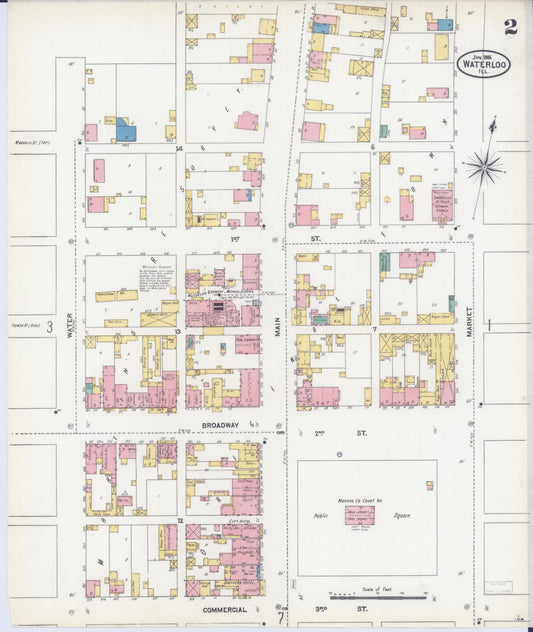 Sanborn Fire Insurance Map from Waterloo, Monroe County, Illinois (1906), Sheet #0002 - Historic Sanborn Fire Insurance Map Print, vintage old map wall art, antique decor, genealogy gift, Illinois Illinois map