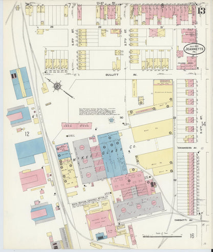 Sanborn Fire Insurance Map from Jeannette, Westmoreland County, Pennsylvania (1910), Sheet #0013 - Complete Map Set gallery image, historic Sanborn map, vintage wall art, Pennsylvania Pennsylvania