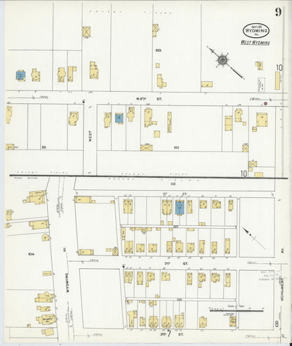 Sanborn Fire Insurance Map from Wyoming, Luzerne County, Pennsylvania (1911), Sheet #0009 - Complete Map Set gallery image, historic Sanborn map, vintage wall art, Wyoming Wyoming