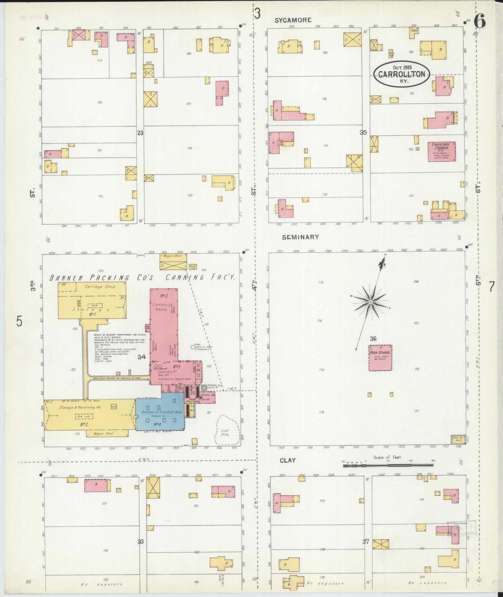 Sanborn Fire Insurance Map from Carrollton, Carroll County, Kentucky (1903), Sheet #0006 - Historic Sanborn Fire Insurance Map Print, vintage old map wall art, antique decor, genealogy gift, Kentucky Kentucky map