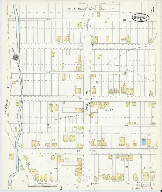 Frederick, Maryland - 1910 - Sanborn Fire Insurance Map, Sheet #0004 - Historic Sanborn Fire Insurance Map Print, Frederick Maryland 1910 0004 vintage old map wall art