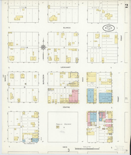 Sanborn Fire Insurance Map from Kyle, Hays County, Texas (1912), Sheet #0002 - Historic Sanborn Fire Insurance Map Print, vintage old map wall art, antique decor, genealogy gift, Texas Texas map