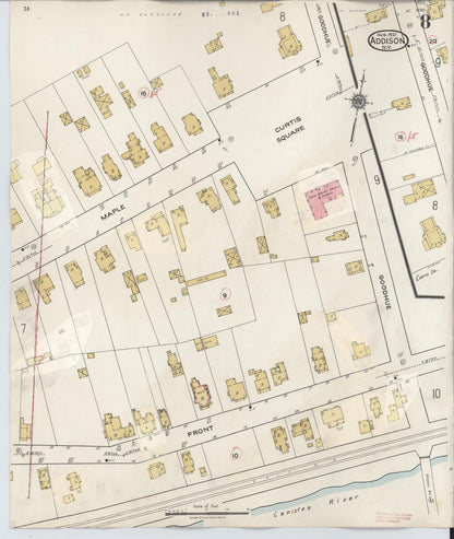 Sanborn Fire Insurance Map from Addison, Steuben County, New York (1945), Sheet #0008 - Historic Sanborn Fire Insurance Map Print, vintage old map wall art, antique decor, genealogy gift, New York New York map
