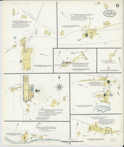 Sanborn Fire Insurance Map from Telluride, San Miguel County, Colorado (1908), Sheet #0006 - Complete Map Set gallery image, historic Sanborn map, vintage wall art, Colorado Colorado