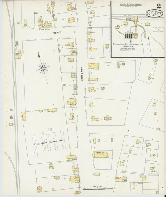 Sanborn Fire Insurance Map from Coalgate, Coal County, Oklahoma (1896), Sheet #0002 - Historic Sanborn Fire Insurance Map Print, vintage old map wall art, antique decor, genealogy gift, Oklahoma Oklahoma map