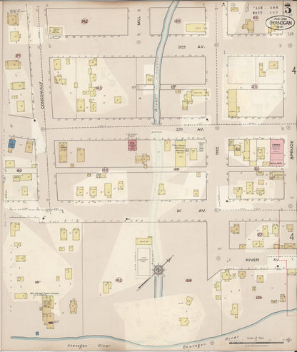 Sanborn Fire Insurance Map from Okanogan, Okanogan County, Washington (1945), Sheet #0005 - Complete Map Set gallery image, historic Sanborn map, vintage wall art, Washington Washington
