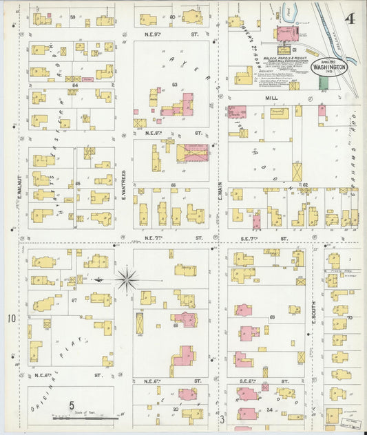 Sanborn Fire Insurance Map from Washington, Daviess County, Indiana (1902), Sheet #0004 - Historic Sanborn Fire Insurance Map Print, vintage old map wall art, antique decor, genealogy gift, Indiana Indiana map