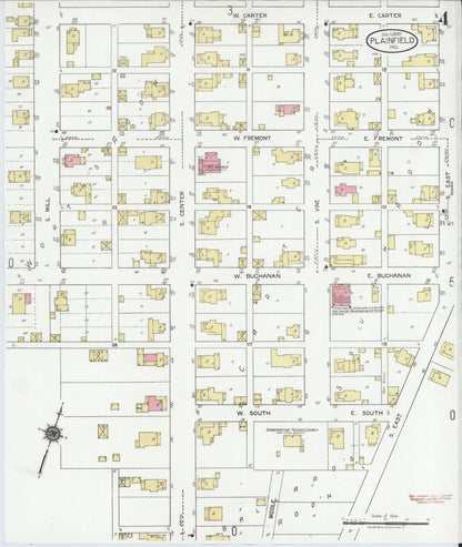 Sanborn Fire Insurance Map from Plainfield, Hendricks County, Indiana (1920), Sheet #0004 - Complete Map Set gallery image, historic Sanborn map, vintage wall art, Indiana Indiana