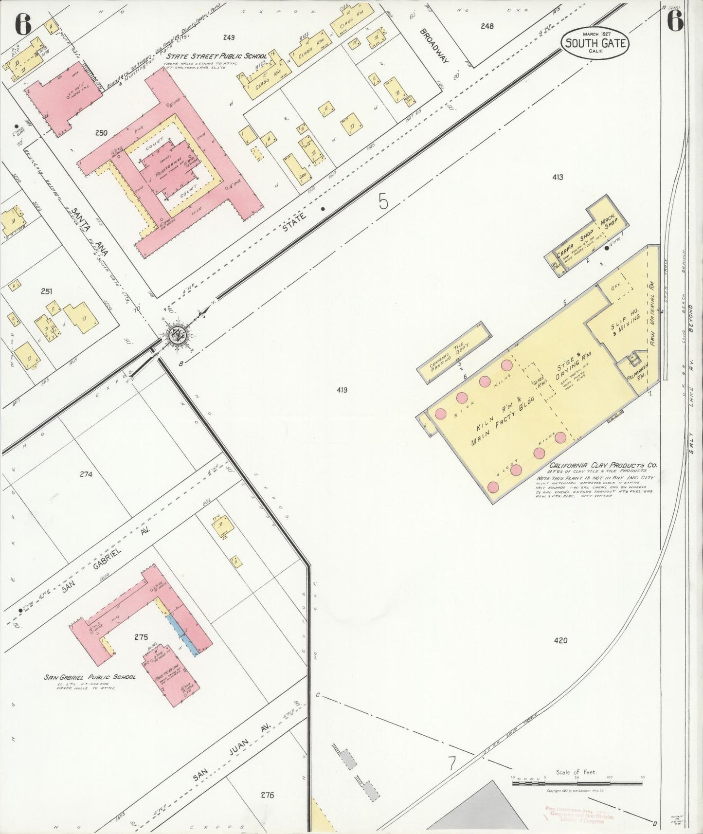 Sanborn Fire Insurance Map from South Gate, Los Angeles County, California (1927), Sheet #0006 - Complete Map Set gallery image, historic Sanborn map, vintage wall art, California California
