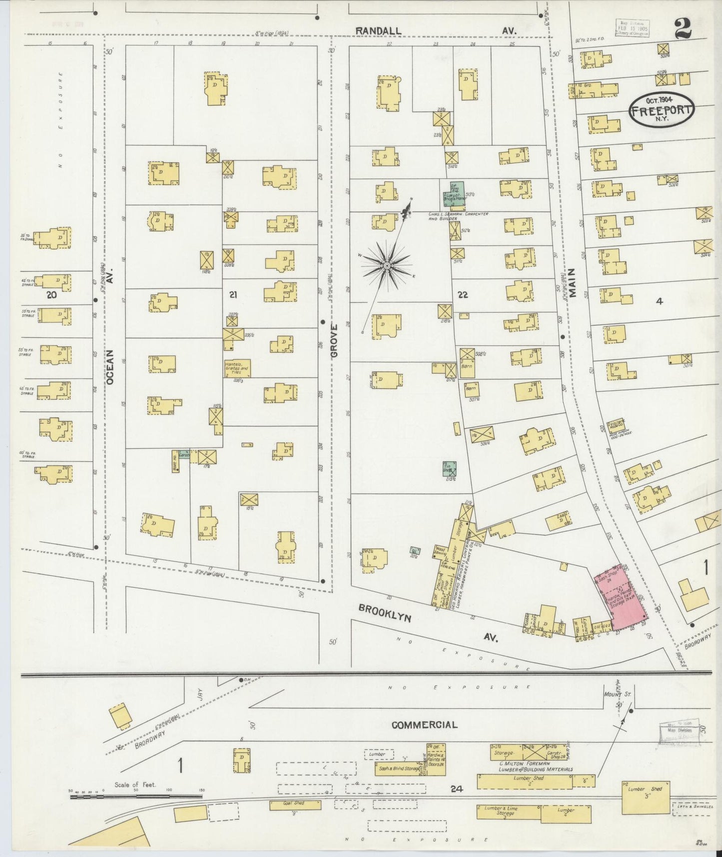 Sanborn Fire Insurance Map from Freeport, Nassau County, New York (1904), Sheet #0002 - Historic Sanborn Fire Insurance Map Print, vintage old map wall art, antique decor, genealogy gift, New York New York map