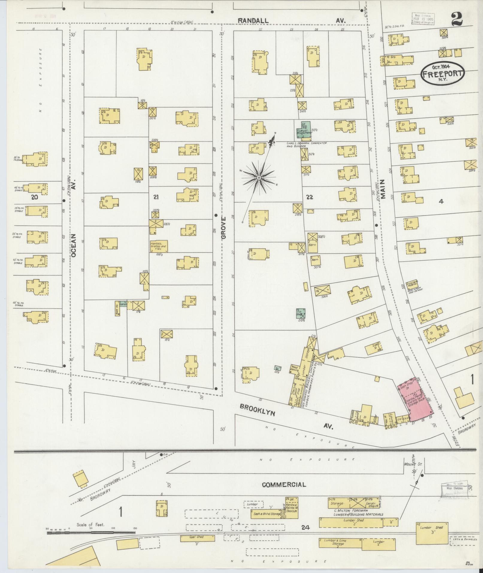 Sanborn Fire Insurance Map from Freeport, Nassau County, New York (1904), Sheet #0002 - Historic Sanborn Fire Insurance Map Print, vintage old map wall art, antique decor, genealogy gift, New York New York map