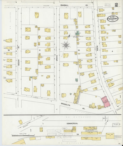 Sanborn Fire Insurance Map from Freeport, Nassau County, New York (1904), Sheet #0002 - Historic Sanborn Fire Insurance Map Print, vintage old map wall art, antique decor, genealogy gift, New York New York map