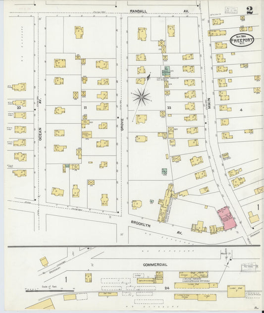 Sanborn Fire Insurance Map from Freeport, Nassau County, New York (1904), Sheet #0002 - Historic Sanborn Fire Insurance Map Print, vintage old map wall art, antique decor, genealogy gift, New York New York map
