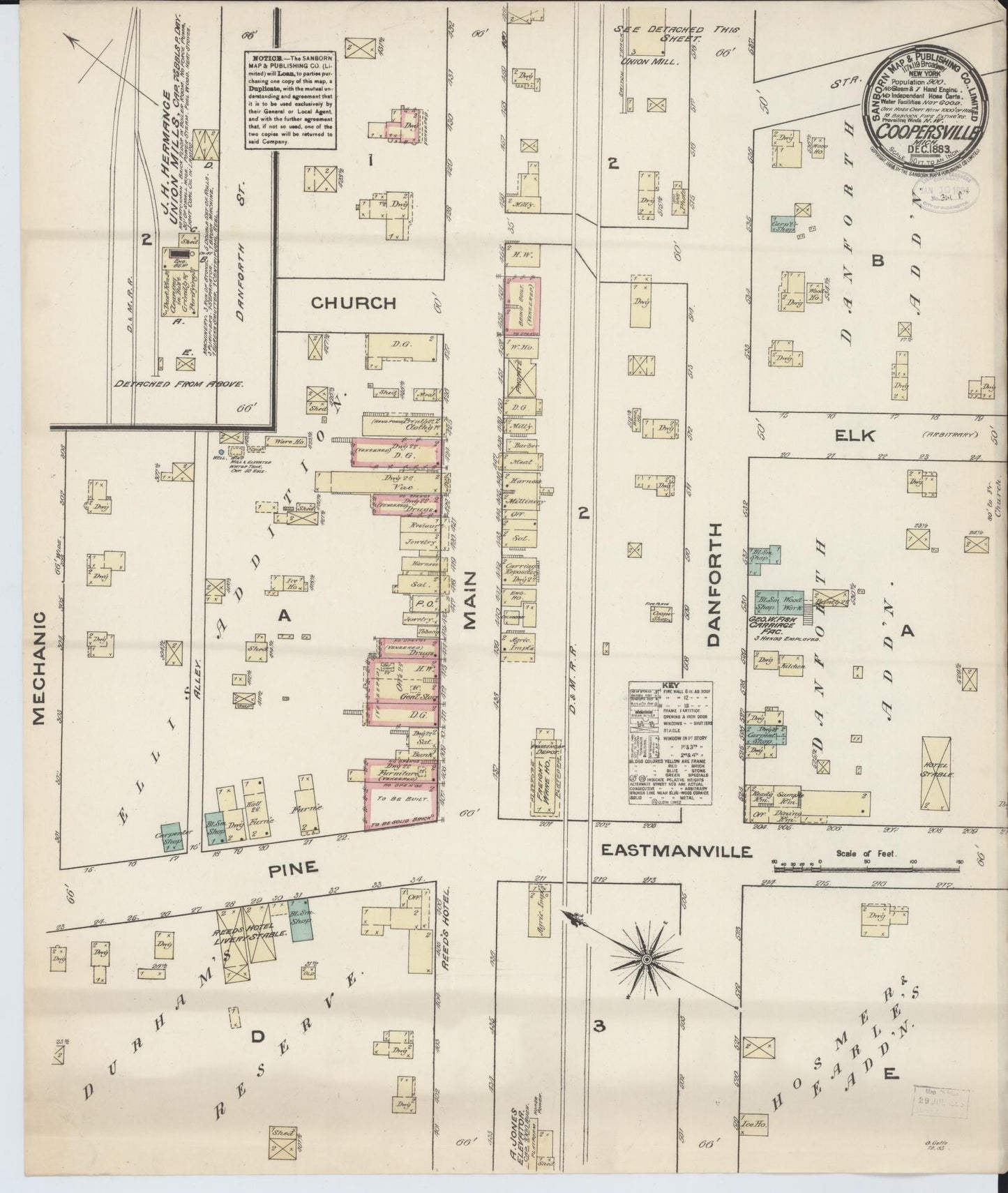 Sanborn Fire Insurance Map from Coopersville, Ottawa County, Michigan. (1883) – Historic Sanborn Fire Insurance Map Print